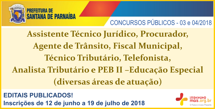 Concursos Públicos da Prefeitura de Santana de Parnaíba / Realização: Instituto Mais / Imagem: Divulgação
