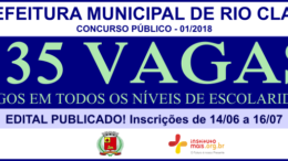 Concurso Público da Prefeitura de Rio Claro / Realização: Instituto Mais / Imagem: Divulgação