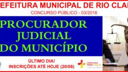 Concurso Público 03/2018 da Prefeitura de Rio Claro / Realização: Instituto Mais / Imagem: Divulgação