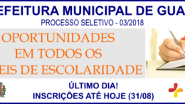 Processo Seletivo 03/2018 da Prefeitura de Guareí / Realização: Instituto Mais / Imagem: Divulgação