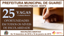 Concurso Público 04/2018 da Prefeitura de Guareí / Realização: Instituto Mais / Imagem: Divulgação