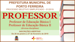 Processo Seletivo Simplificado 01/2019 da Prefeitura de Porto Ferreira / Realização: Instituto Mais / Imagem: Divulgação