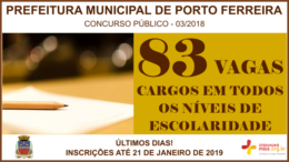 Concurso Público 03/2018 da Prefeitura de Porto Ferreira / Realização: Instituto Mais / Imagem: Divulgação