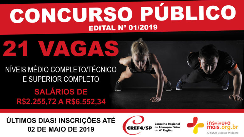 Concurso Público 01/2019 do CREF/SP 4ª Região / Realização: Instituto Mais / Imagem: Divulgação
