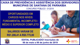 Concurso Público 01/2019 da Caixa de Previdência e Assistência dos Servidores Municipais de Santana de Parnaíba / Realização: Instituto Mais / Imagem: Divulgação