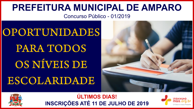 Concurso Público 01/2019 da Prefeitura de Amparo / Realização: Instituto Mais / Imagem: Divulgação