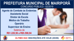 Concurso Público 02/2019 da Prefeitura de Mairiporã / Realização: Instituto Mais / Imagem: Divulgação