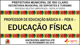 Processo Seletivo Simplificado 02/2019 da Secretaria Municipal de Esportes e Turismo de Rio Claro / Realização: Instituto Mais / Imagem: Divulgação