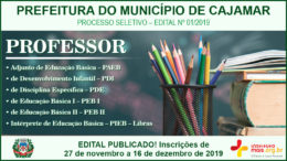 Processo Seletivo 01/2019 da Prefeitura de Cajamar / Realização: Instituto Mais / Imagem: Divulgação