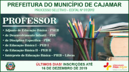Processo Seletivo 01/2019 da Prefeitura de Cajamar / Realização: Instituto Mais / Imagem: Divulgação