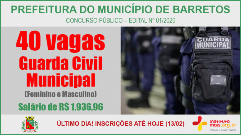 Concurso Público 01/2020 da Prefeitura de Barretos / Realização: Instituto Mais / Imagem: Divulgação