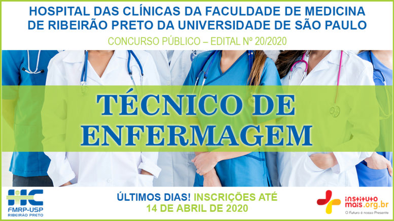 Concurso Público 20/2020 do Hospital das Clínicas da Faculdade de Medicina de Ribeirão Preto / Realização: Instituto Mais / Imagem: Divulgação