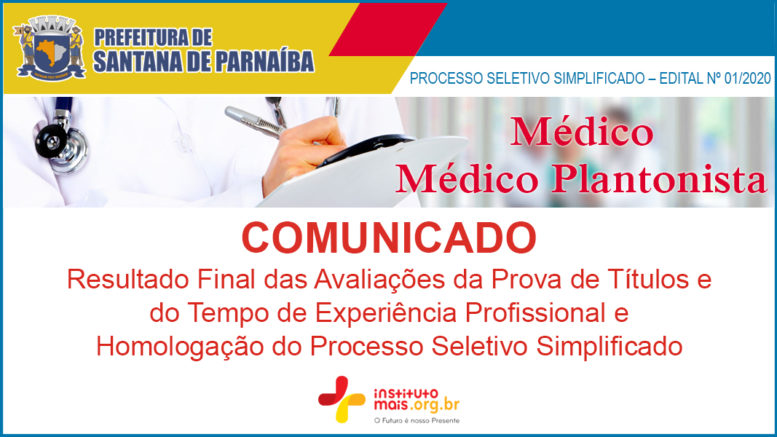 Processo Seletivo Simplificado 01/2020 da Prefeitura de Santana de Parnaíba / Realização: Instituto Mais / Imagem: Divulgação