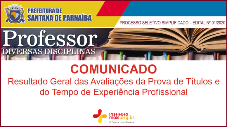 Processo Seletivo Simplificado 01/2021 da Prefeitura de Santana de Parnaíba / Realização: Instituto Mais / Imagem: Divulgação