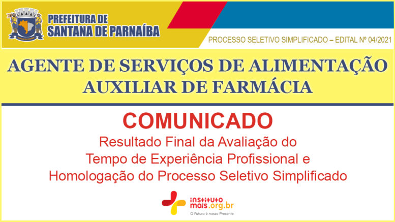 Processo Seletivo Simplificado 04/2021 da Prefeitura de Santana de Parnaíba / Realização: Instituto Mais / Imagem: Divulgação