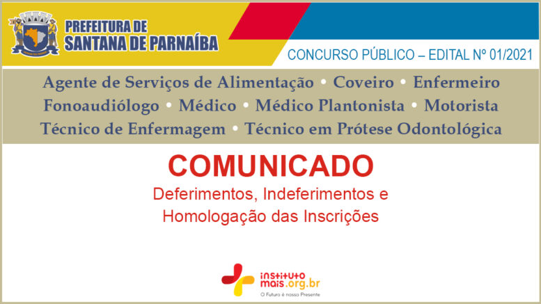 Concurso Público 01/2021 da Prefeitura de Santana de Parnaíba / Realização: Instituto Mais / Imagem: Divulgação