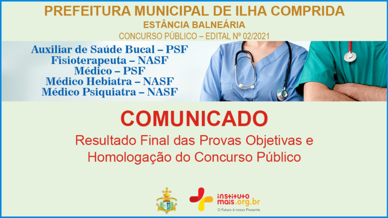 Concurso Público 02/2021 da Prefeitura de Ilha Comprida / Realização: Instituto Mais / Imagem: Divulgação