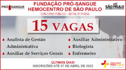 Concurso Público 01/2022 da Fundação Pró-Sangue/SP / Realização: Instituto Mais / Imagem: Divulgação