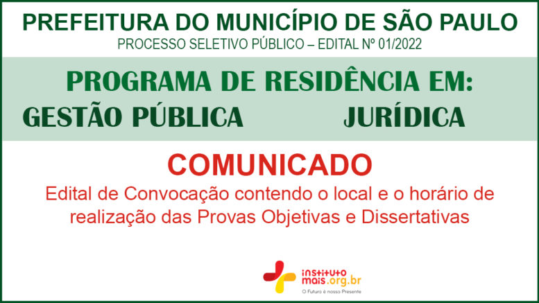 Processo Seletivo Público 01/2022 da Prefeitura de São Paulo/SP / Realização: Instituto Mais / Imagem: Divulgação