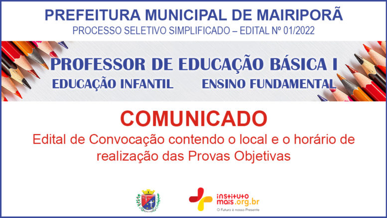 Processo Seletivo Público 01/2022 da Prefeitura de Mairiporã / Realização: Instituto Mais / Imagem: Divulgação