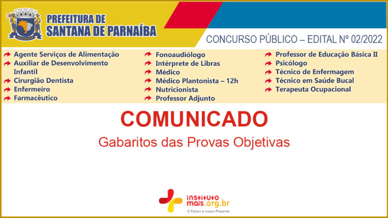 Processo Seletivo 01/2022 da Prefeitura de Santana de Parnaíba / Realização: Instituto Mais / Imagem: Divulgação