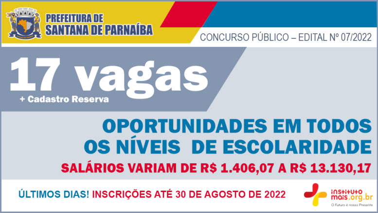 Últimos dias! Inscrições do Concurso Público da Prefeitura de