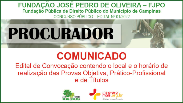 Concurso Público 01/2022 da FJPO de Campinas / Realização: Instituto Mais / Imagem: Divulgação