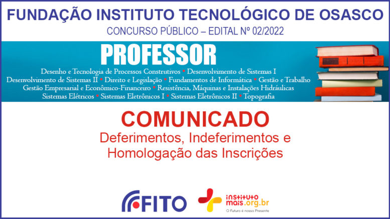 Concurso Público 02/2022 da FITO / Realização: Instituto Mais / Imagem: Divulgação