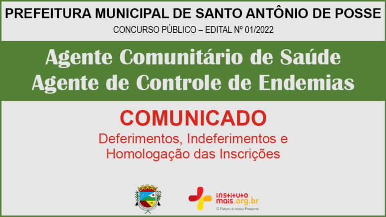 Concurso Público 01/2022 da Prefeitura de Santo Antônio de Posse / Realização: Instituto Mais / Imagem: Divulgação