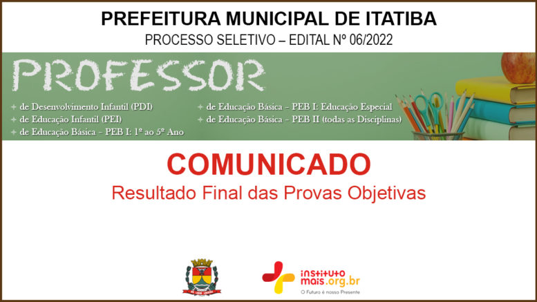Processo Seletivo 06/2022 da Prefeitura de Itatiba / Realização: Instituto Mais / Imagem: Divulgação