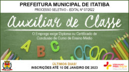 Processo Seletivo 07/2022 da Prefeitura de Itatiba / Realização: Instituto Mais / Imagem: Divulgação