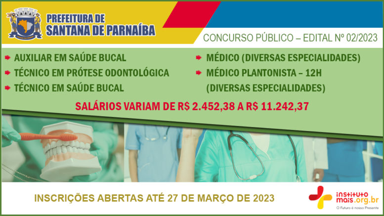 Concurso Público 02/2023 da Prefeitura de Santana de Parnaíba / Realização: Instituto Mais / Imagem: Divulgação
