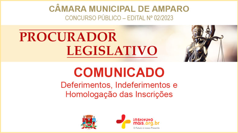 Concurso Público 02/2023 da Câmara de Amparo / Realização: Instituto Mais / Imagem: Divulgação