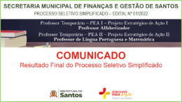Processo Seletivo Simplificado 01/2022 da Secretaria de Finanças e Gestão de Santos / Realização: Instituto Mais / Imagem: Divulgação