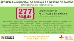 Concurso Público 20/2023 da Secretaria de Finanças e Gestão de Santos / Realização: Instituto Mais / Imagem: Divulgação