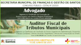 Concurso Público 23/2023 da Secretaria de Finanças e Gestão de Santos / Realização: Instituto Mais / Imagem: Divulgação