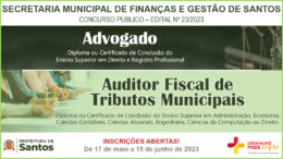 Concurso Público 23/2023 da Secretaria de Finanças e Gestão de Santos / Realização: Instituto Mais / Imagem: Divulgação