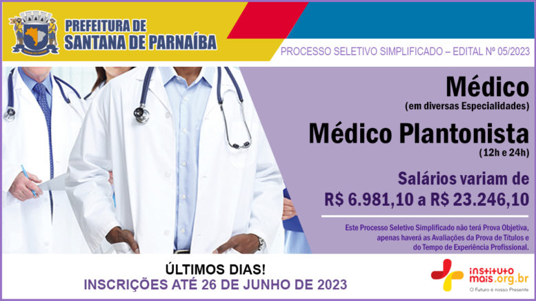 Processo Seletivo Simplificado 05/2023 da Prefeitura de Santana de Parnaíba / Realização: Instituto Mais / Imagem: Divulgação