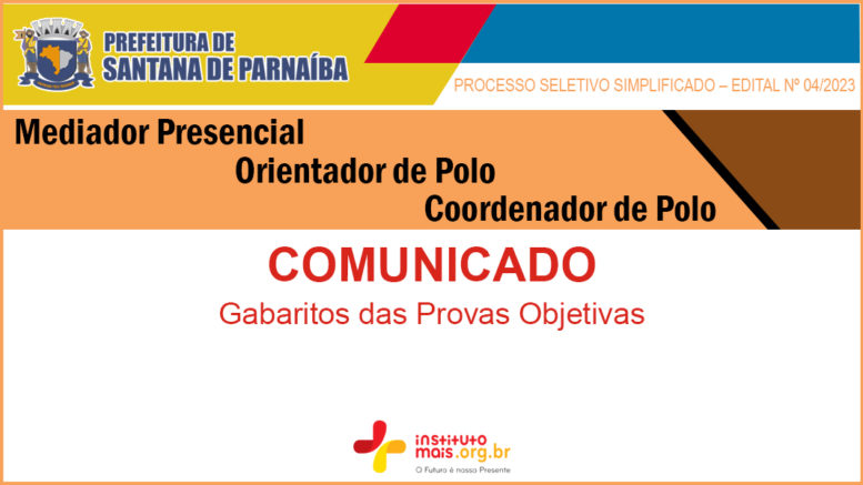 Processo Seletivo Simplificado 04/2023 da Prefeitura de Santana de Parnaíba / Realização: Instituto Mais / Imagem: Divulgação