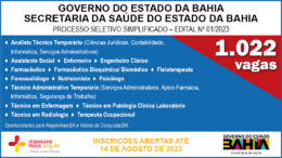 Processo Seletivo Simplificado 01/2023 da Secretaria da Saúde do Estado da Bahia – SESAB / Realização: Instituto Mais / Imagem: Divulgação