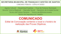Concurso Público 20/2023 da Secretaria de Finanças e Gestão de Santos / Realização: Instituto Mais / Imagem: Divulgação