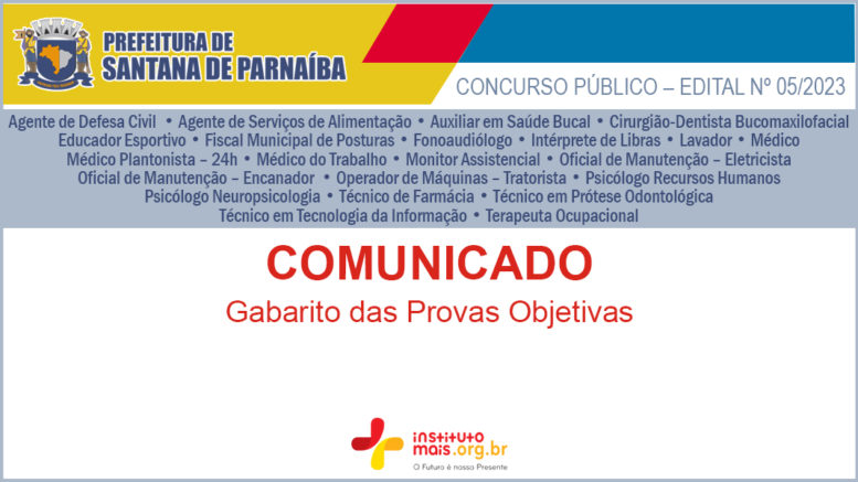 Concurso Público 05/2023 da Prefeitura de Santana de Parnaíba / Realização: Instituto Mais / Imagem: Divulgação