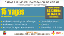 Concurso Público 01/2023 da Câmara de Atibaia / Realização: Instituto Mais / Imagem: Divulgação