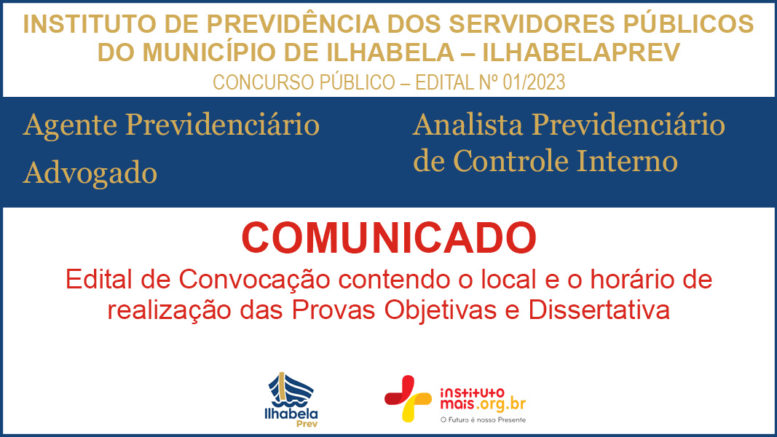 Concurso Público 01/2023 do IlhabelaPrev / Realização: Instituto Mais / Imagem: Divulgação