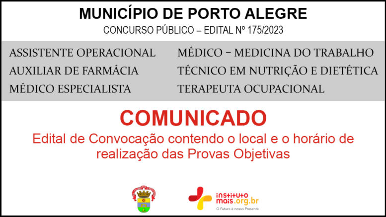 Concurso Público 175/2023 do Município de Porto Alegre / Realização: Instituto Mais / Imagem: Divulgação