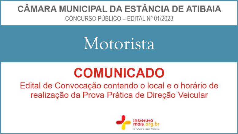 Concurso Público 01/2023 da Câmara de Atibaia / Realização: Instituto Mais / Imagem: Divulgação