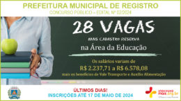 Concurso Público 02/2024 da Prefeitura de Registro / Realização: Instituto Mais / Imagem: Divulgação