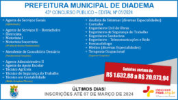 Concurso Público 01/2024 da Prefeitura de Diadema / Realização: Instituto Mais / Imagem: Divulgação