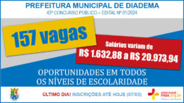 Concurso Público 01/2024 da Prefeitura de Diadema / Realização: Instituto Mais / Imagem: Divulgação