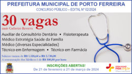 Concurso Público 02/2024 da Prefeitura Municipal de Porto Ferreira / Realização: Instituto Mais / Imagem: Divulgação